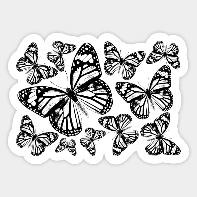 Monarch Butterflies | Monarch Butterfly | Vintage Butterflies | Butterfly Patterns | Black and White | Sticker by Eclectic At Heart